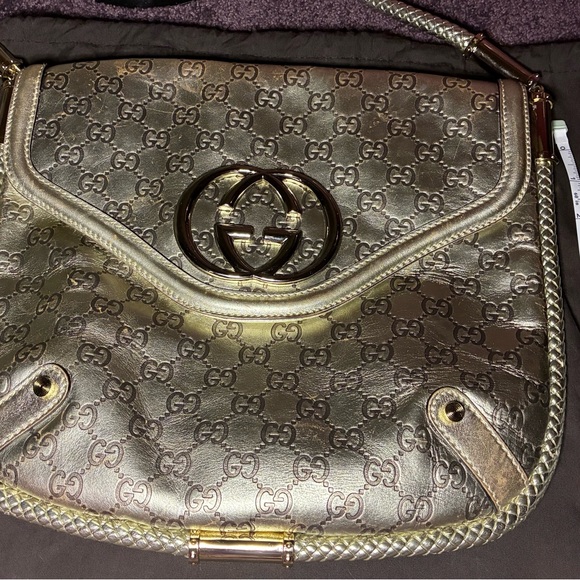 Gucci Britt Tassel Flap Bag Guccissima Metallic Gold w Tassel, dust bag and box - Picture 7 of 16